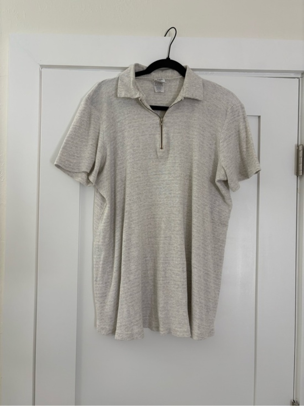 Take Nine Maternity Heathered Grey Ribbed Quarter Zip Polo Top Size Large